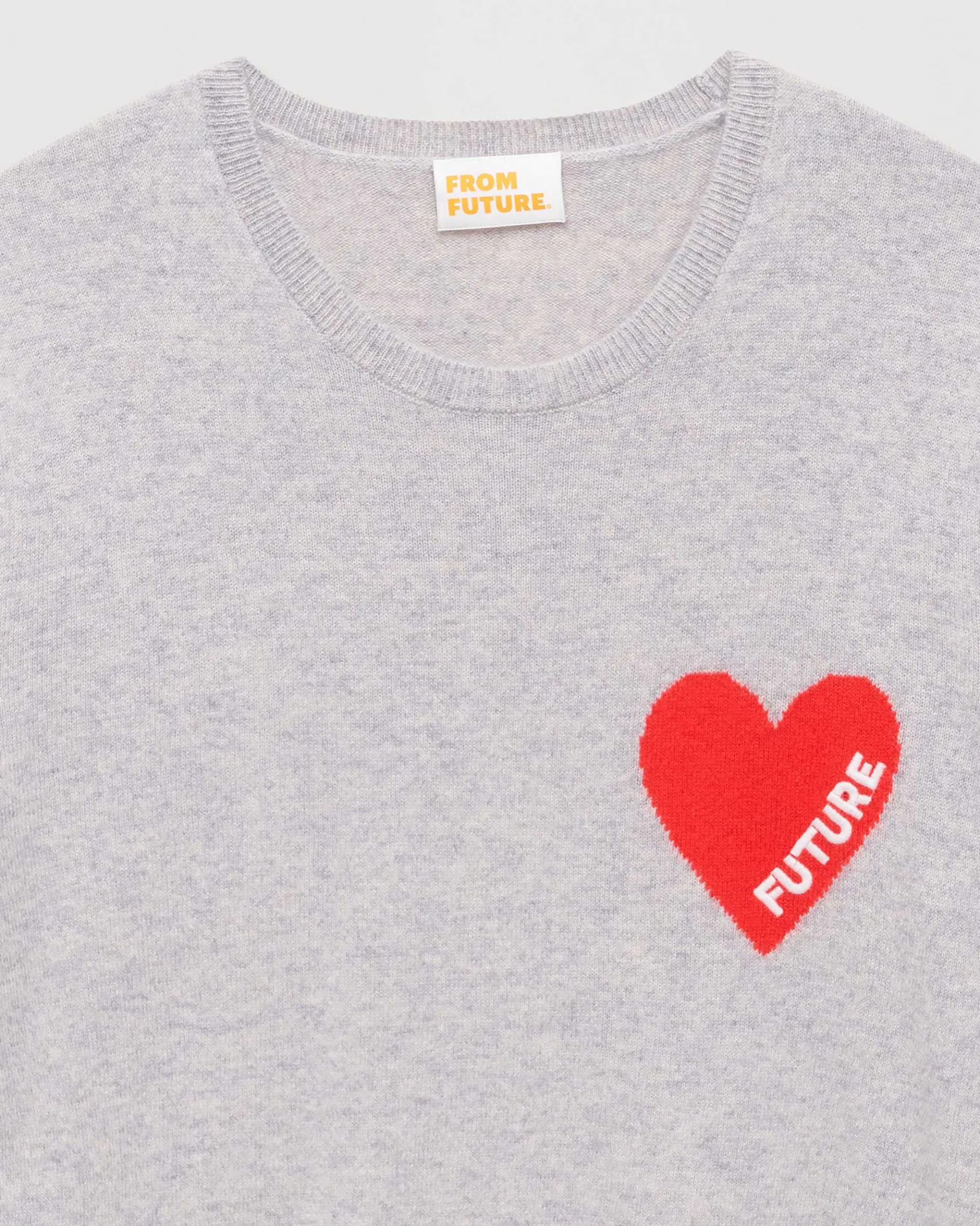 Hot FROM FUTURE Pull Col Rond Coeur Gris Chine Clair