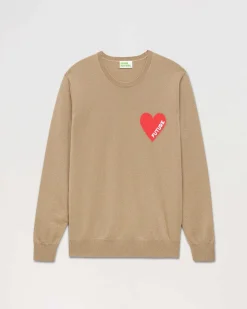 Online FROM FUTURE Pull Col Rond Coeur Summer Camel