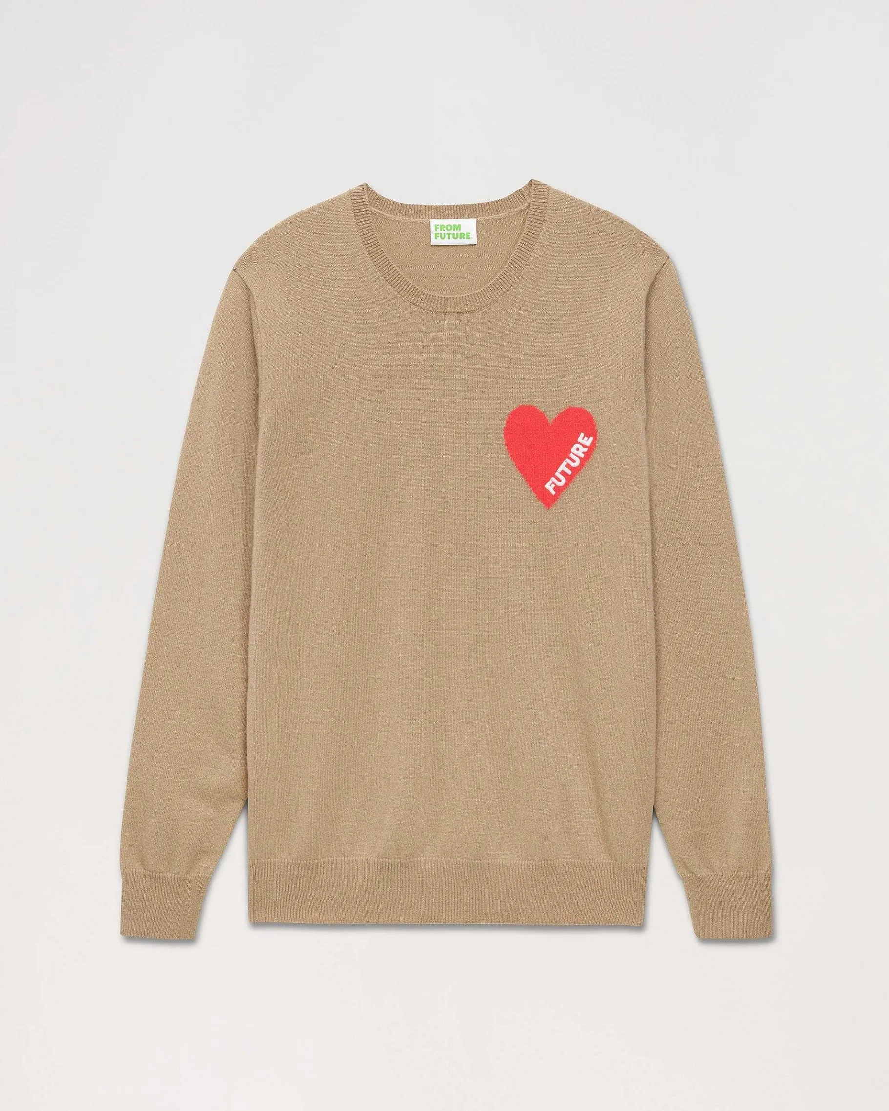 Online FROM FUTURE Pull Col Rond Coeur Summer Camel