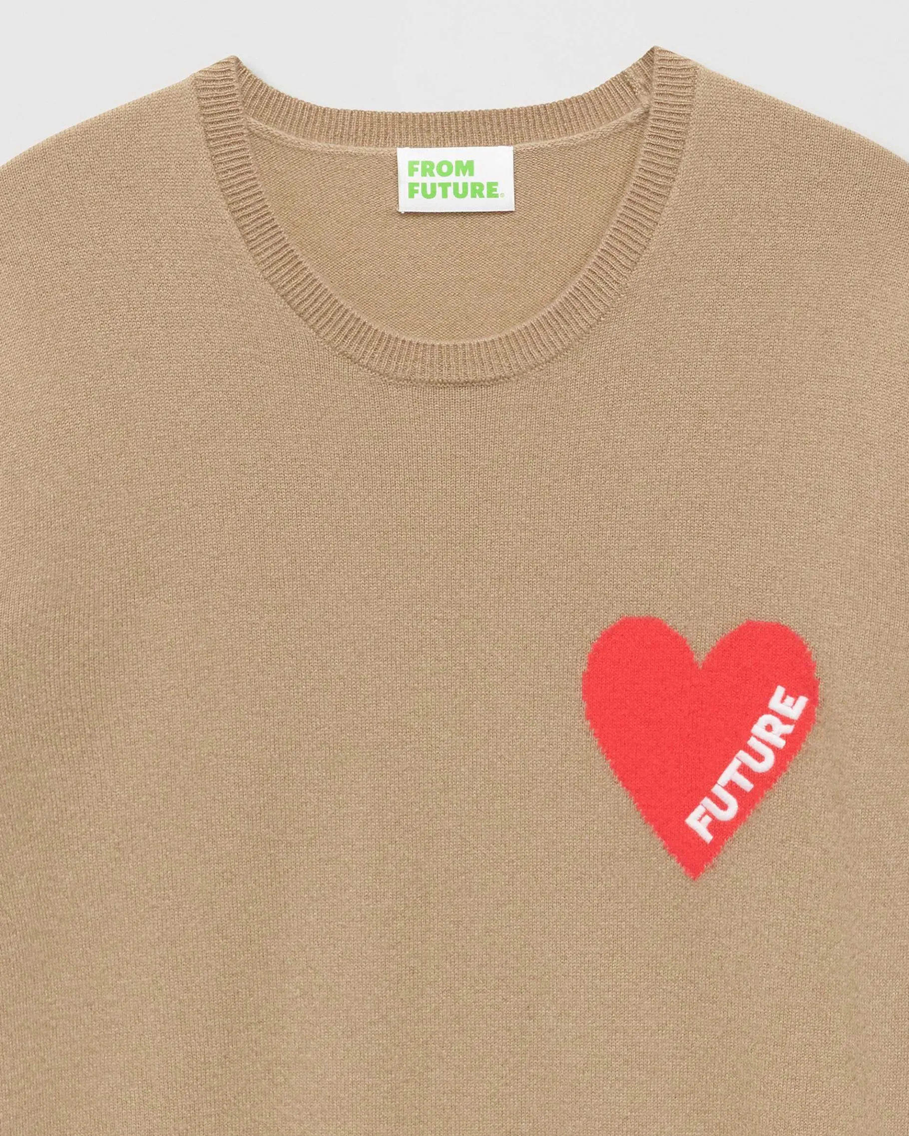 Online FROM FUTURE Pull Col Rond Coeur Summer Camel
