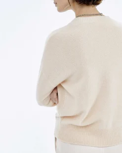Discount FROM FUTURE Pull Col Rond Coeur Brode Light Beige