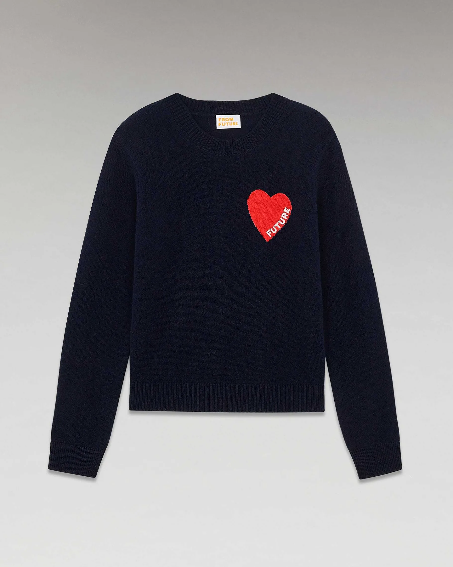 Discount FROM FUTURE Pull Col Rond Coeur Leger Navy