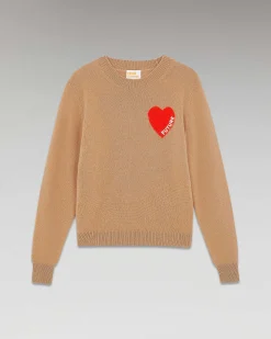 Best FROM FUTURE Pull Col Rond Coeur Leger Camel