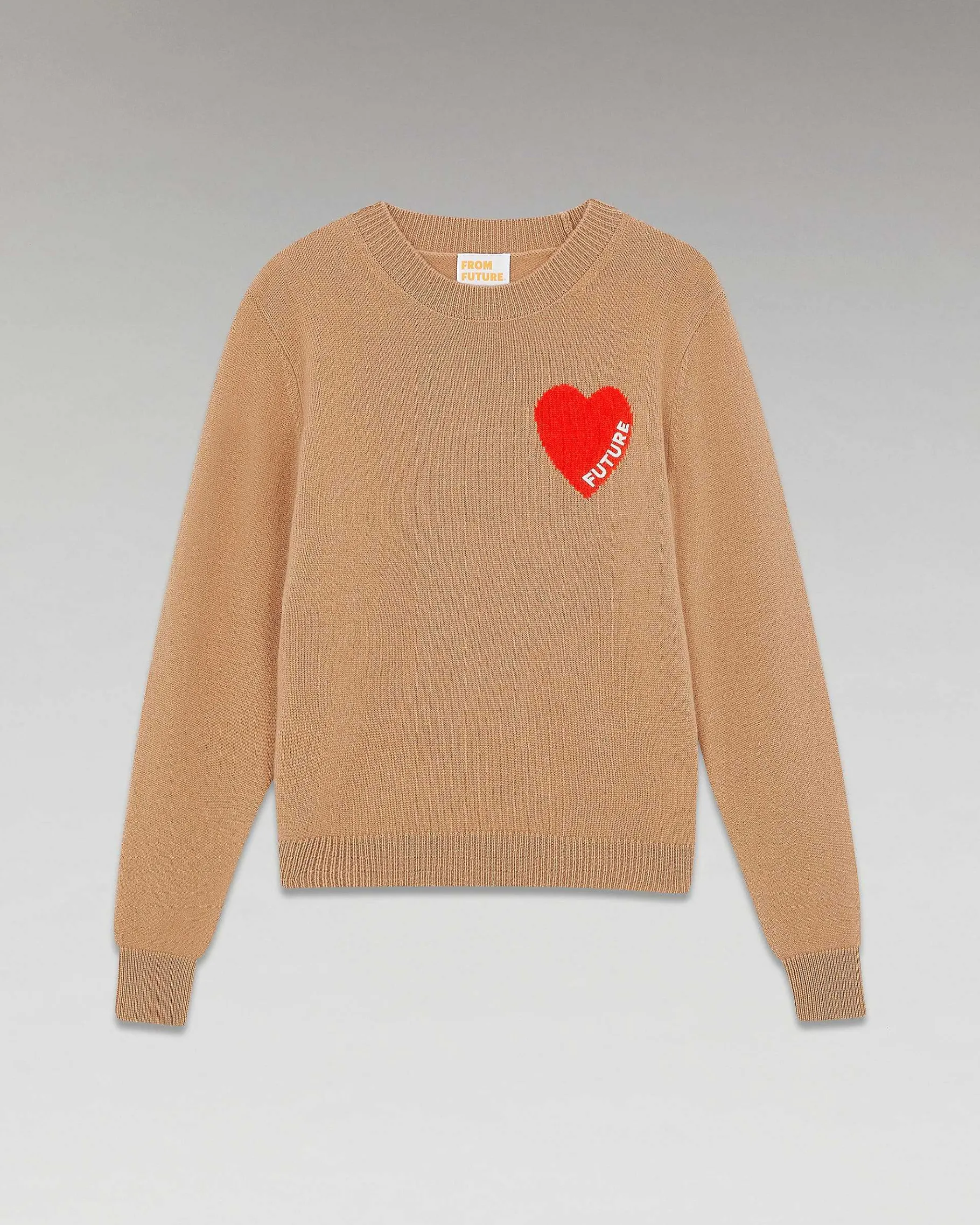 Best FROM FUTURE Pull Col Rond Coeur Leger Camel