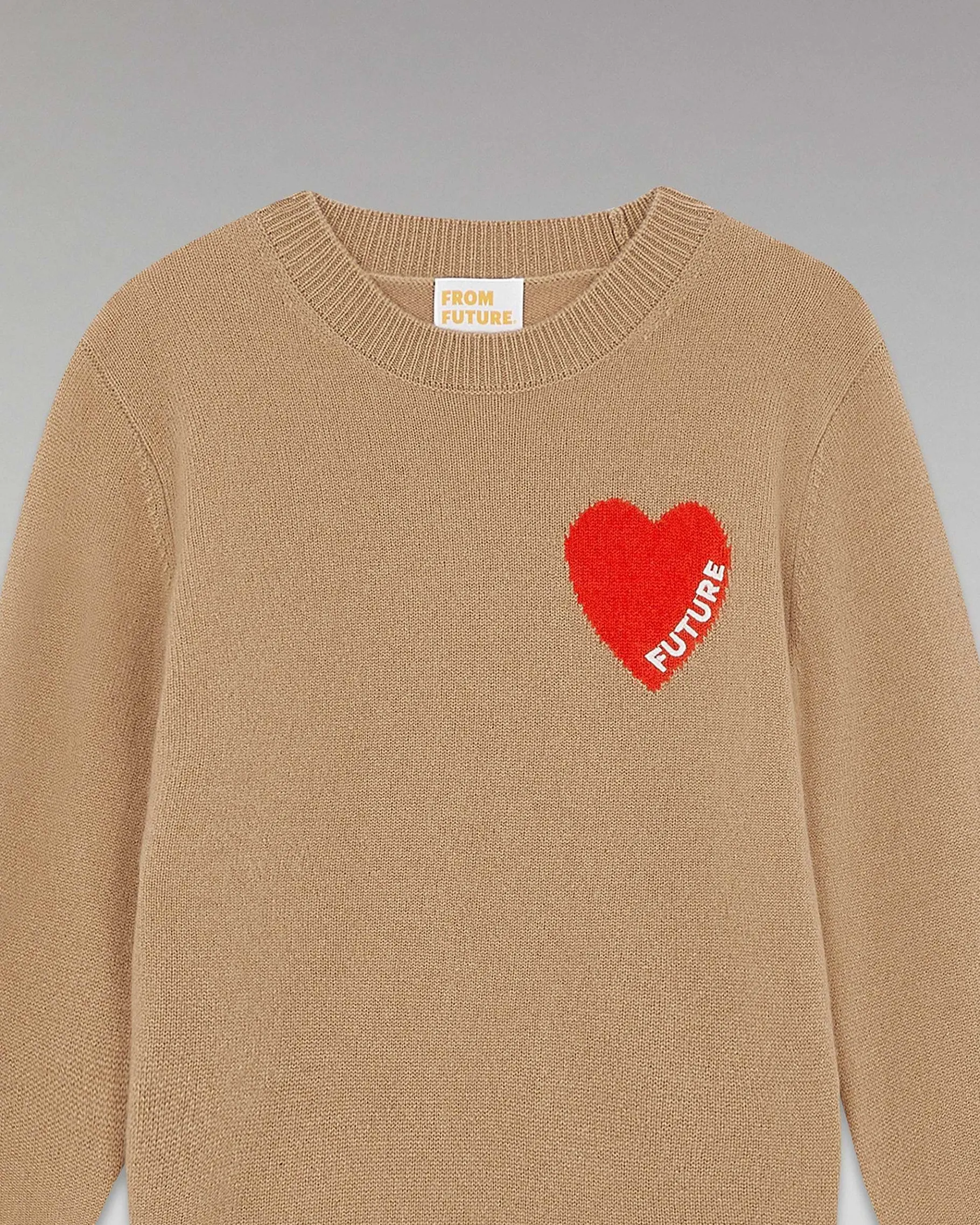 Best FROM FUTURE Pull Col Rond Coeur Leger Camel
