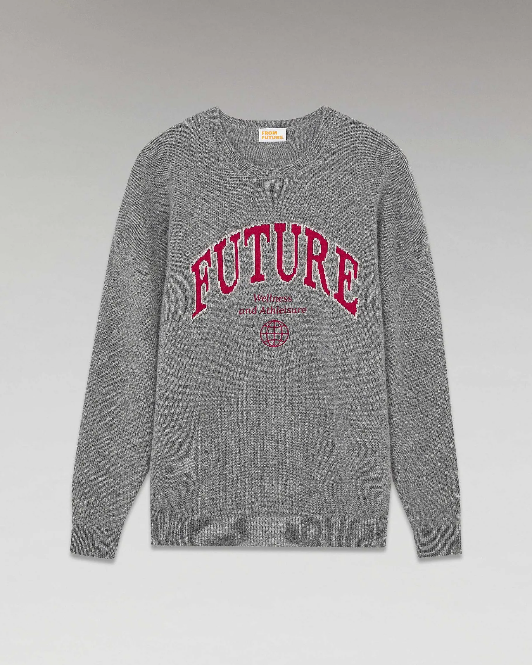 Sale FROM FUTURE Pull Col Rond College Gris Chine Fonce