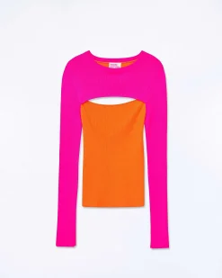 Best FROM FUTURE Pull Col Rond Cotele Beach Orange
