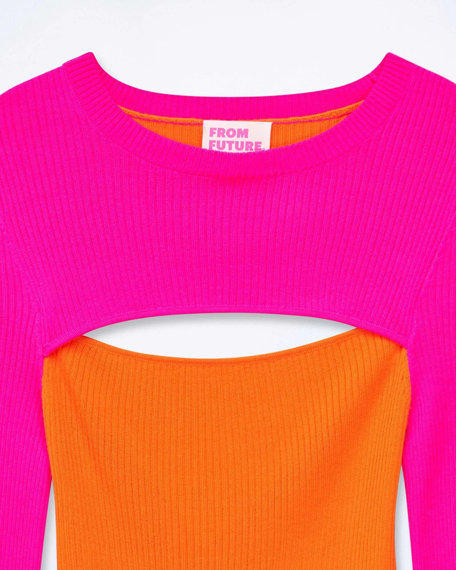 Best FROM FUTURE Pull Col Rond Cotele Beach Orange