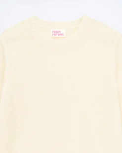 Sale FROM FUTURE Pull Col Rond Court Ecru