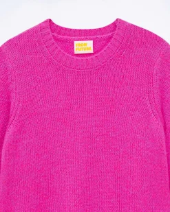 Sale FROM FUTURE Pull Col Rond Court Fuschia Pink Mouline