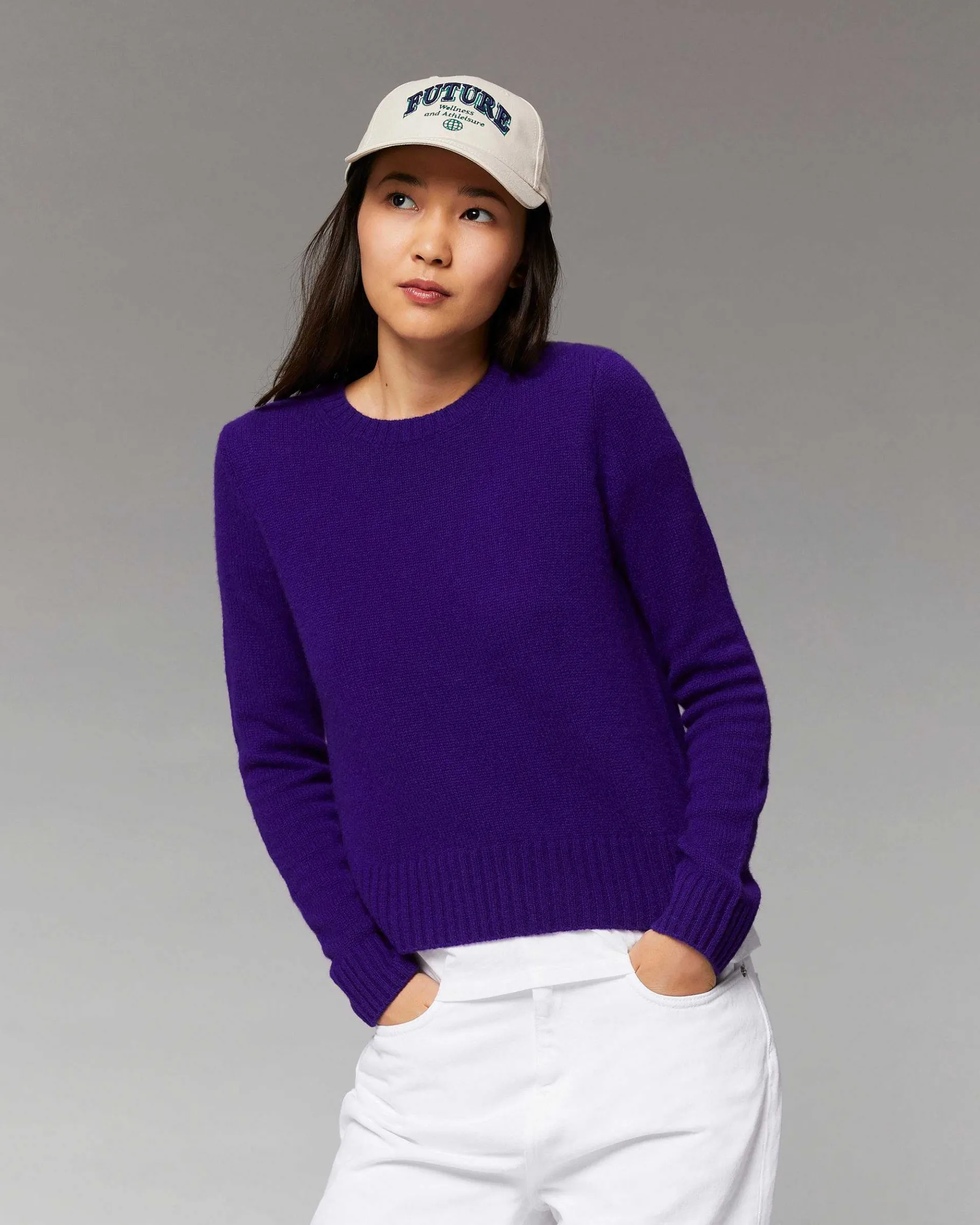 Online FROM FUTURE Pull Col Rond Court Intense Purple