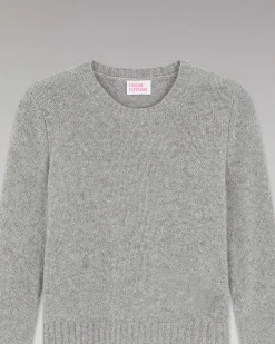 Discount FROM FUTURE Pull Col Rond Court Gris Chine Fonce