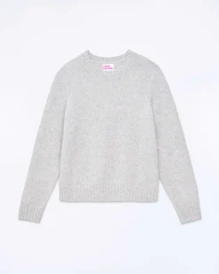 Sale FROM FUTURE Pull Col Rond Court Gris Chine Clair