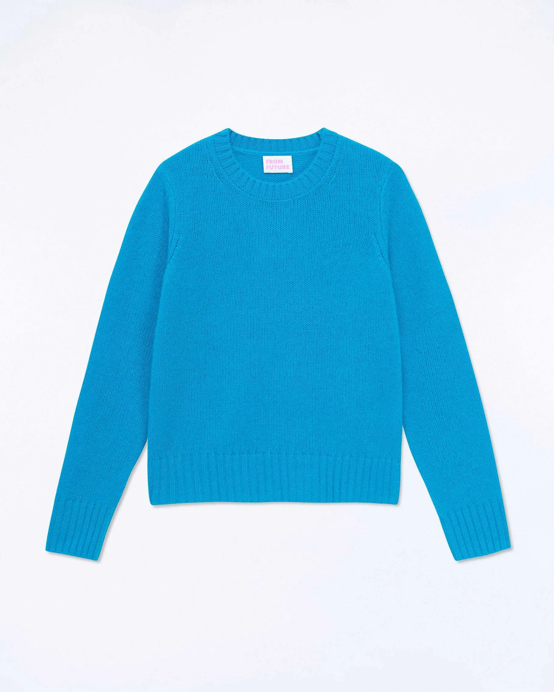 Hot FROM FUTURE Pull Col Rond Court Tropical Blue