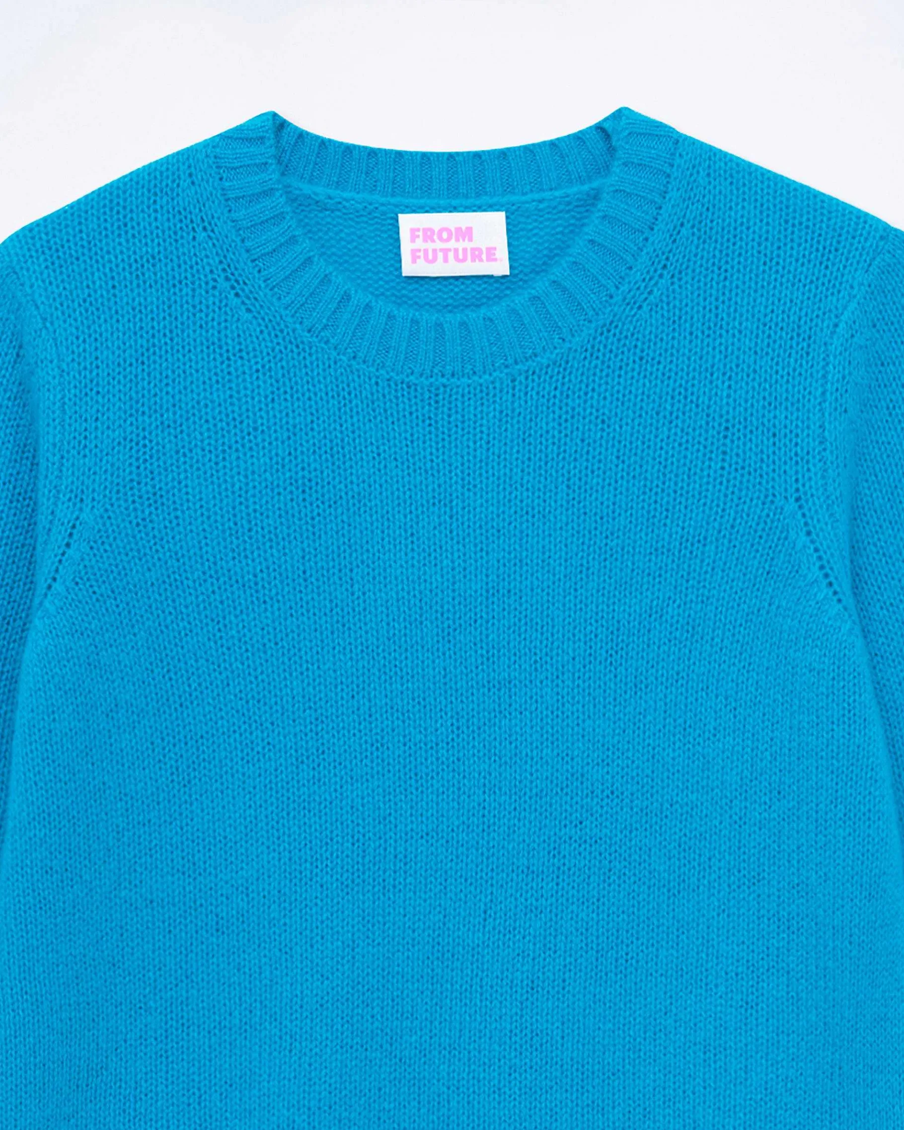 Hot FROM FUTURE Pull Col Rond Court Tropical Blue
