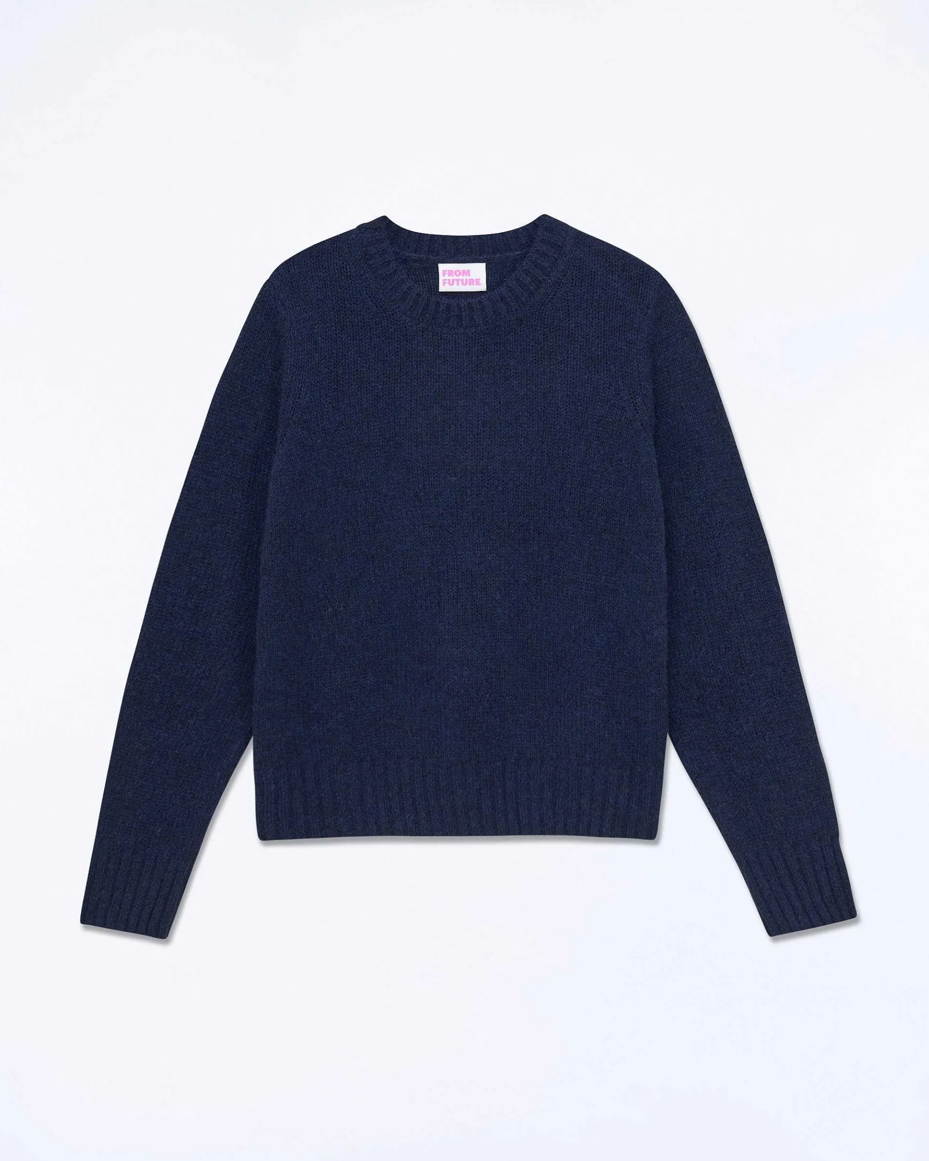 Hot FROM FUTURE Pull Col Rond Court Navy Chine