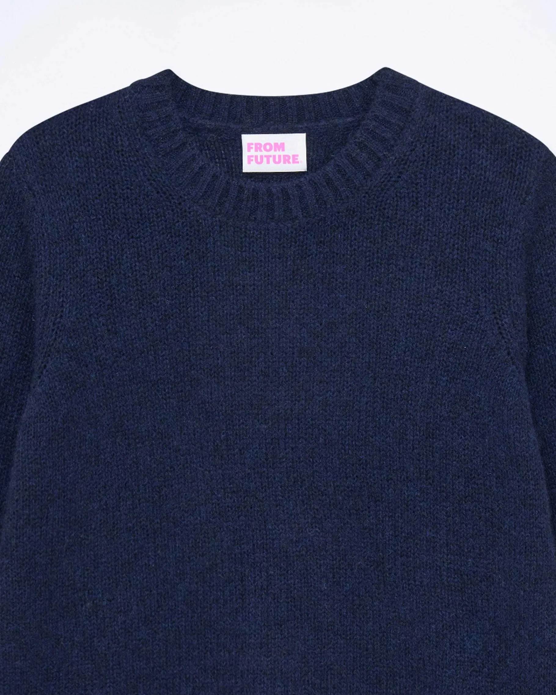 Hot FROM FUTURE Pull Col Rond Court Navy Chine