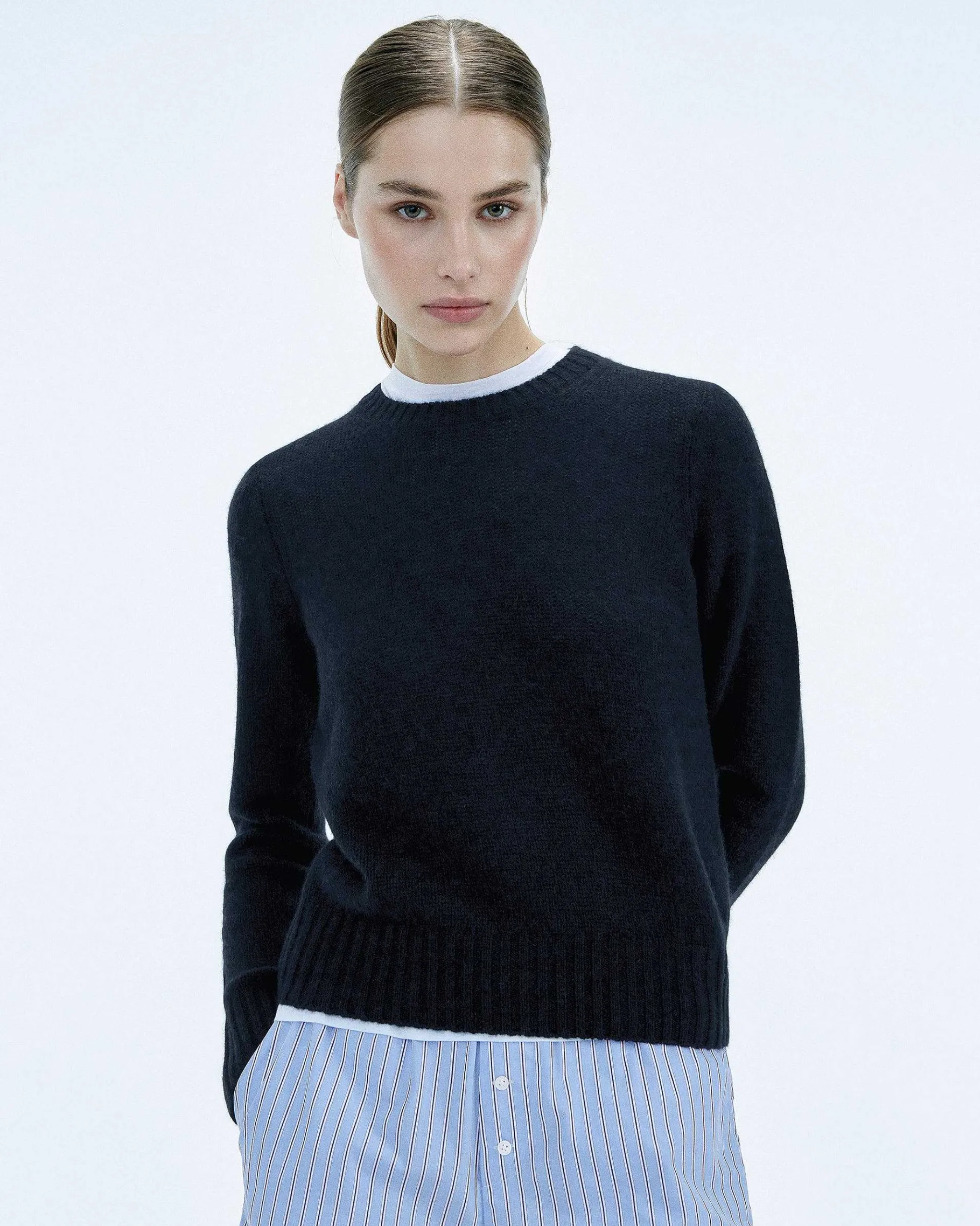 Outlet FROM FUTURE Pull Col Rond Court Navy Chine