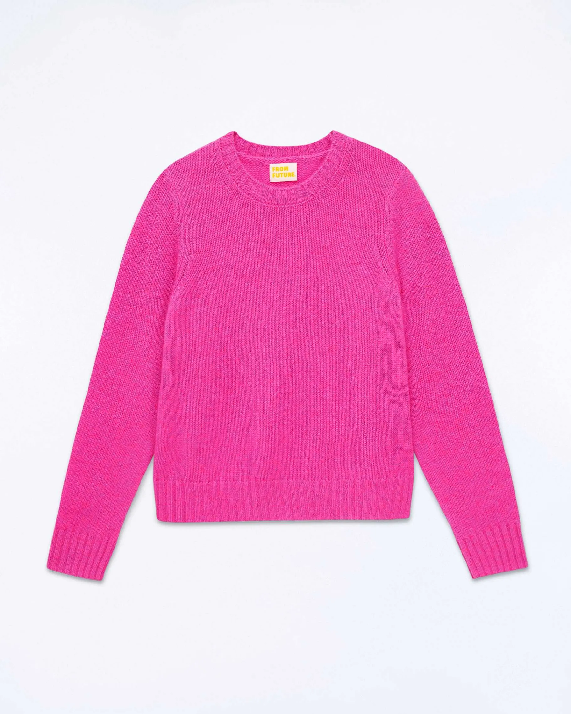 New FROM FUTURE Pull Col Rond Court Fuschia Pink Mouline