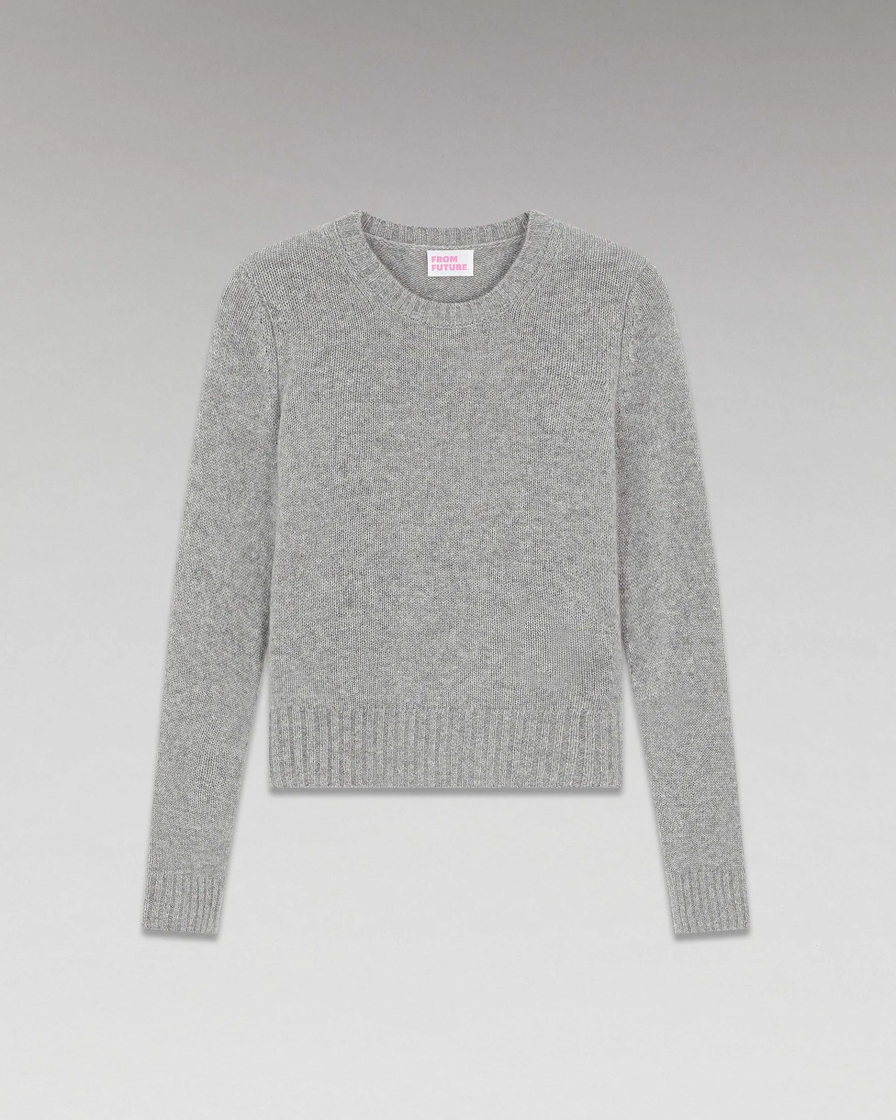 Online FROM FUTURE Pull Col Rond Court Gris Chine Fonce