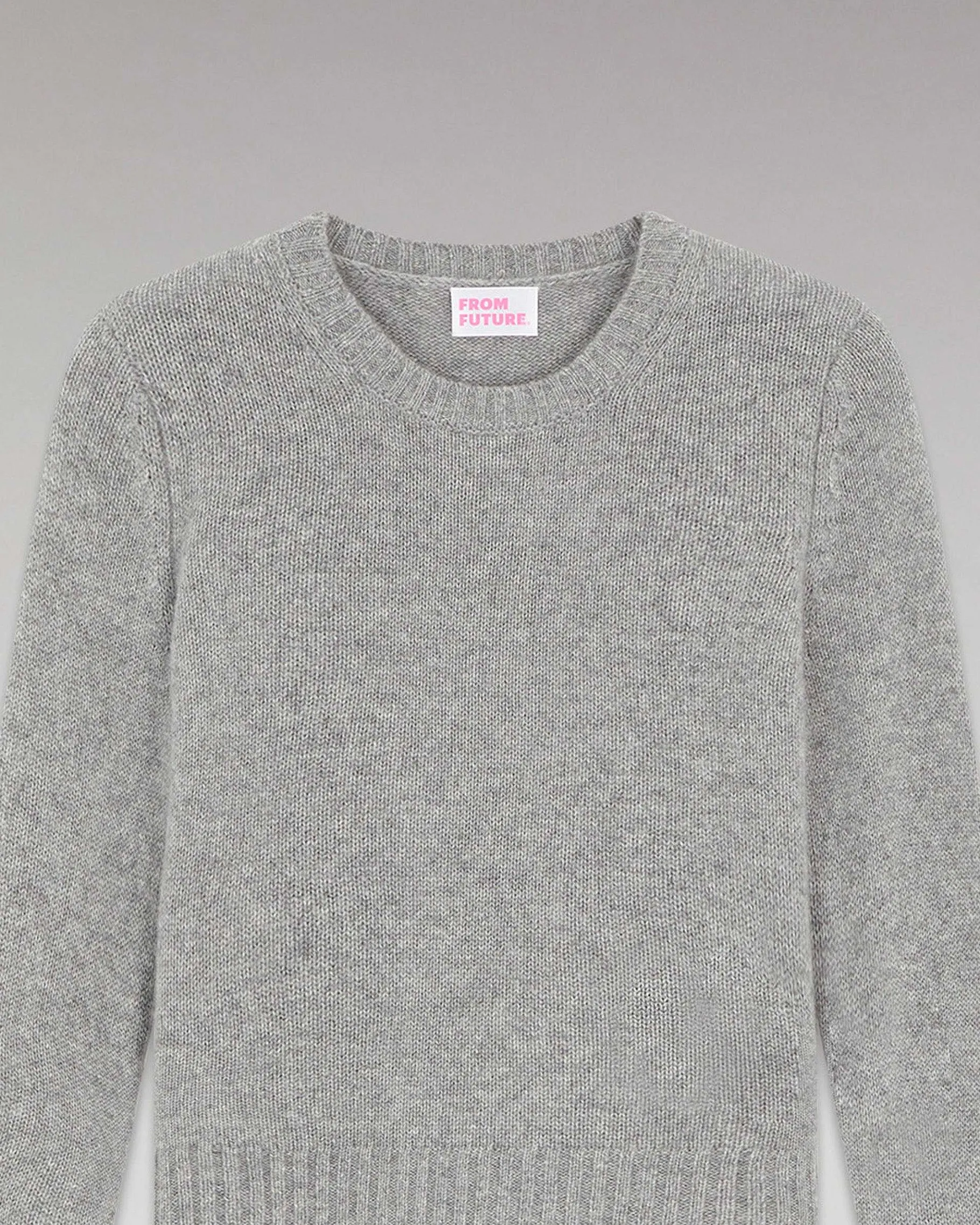 Online FROM FUTURE Pull Col Rond Court Gris Chine Fonce