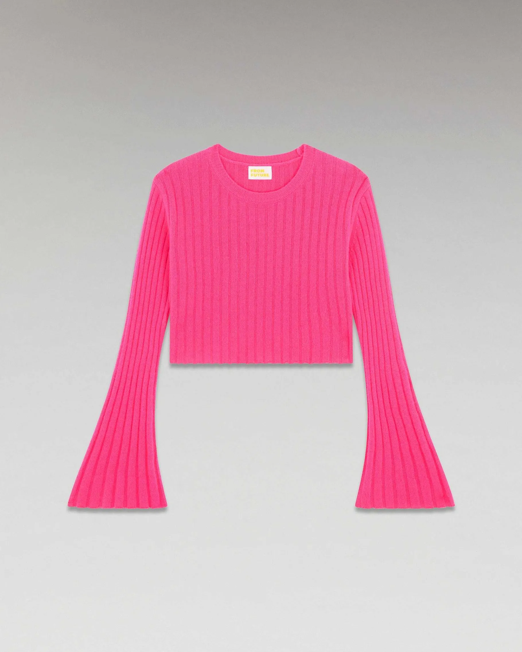 Sale FROM FUTURE Pull Col Rond Court Manches Evasees Winter Fuschia