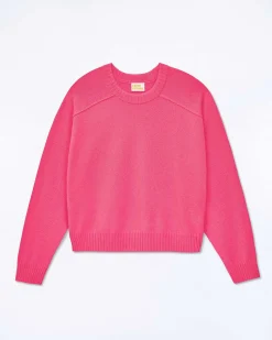 Clearance FROM FUTURE Pull Col Rond Coutures Apparentes Flower Pink