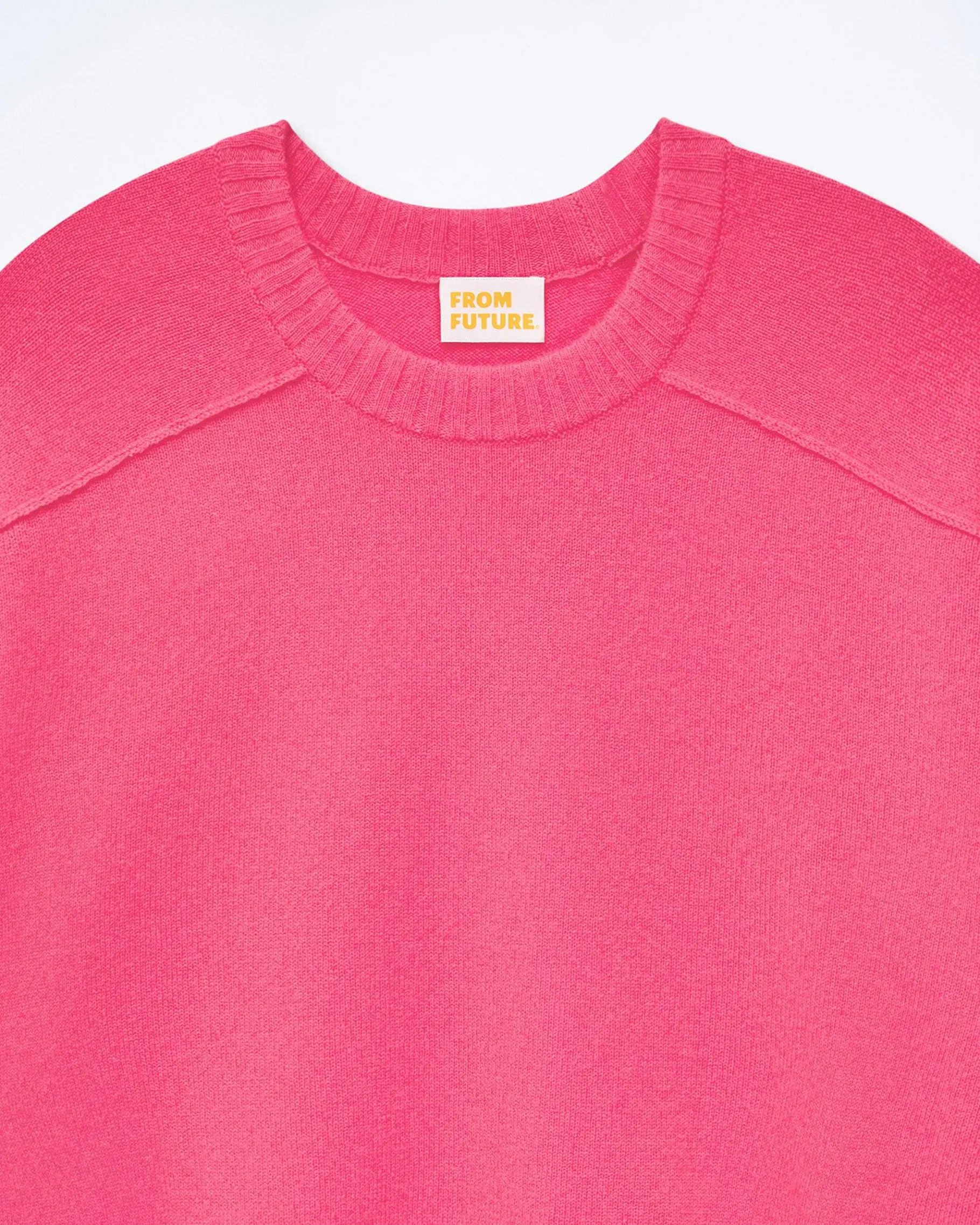 Clearance FROM FUTURE Pull Col Rond Coutures Apparentes Flower Pink