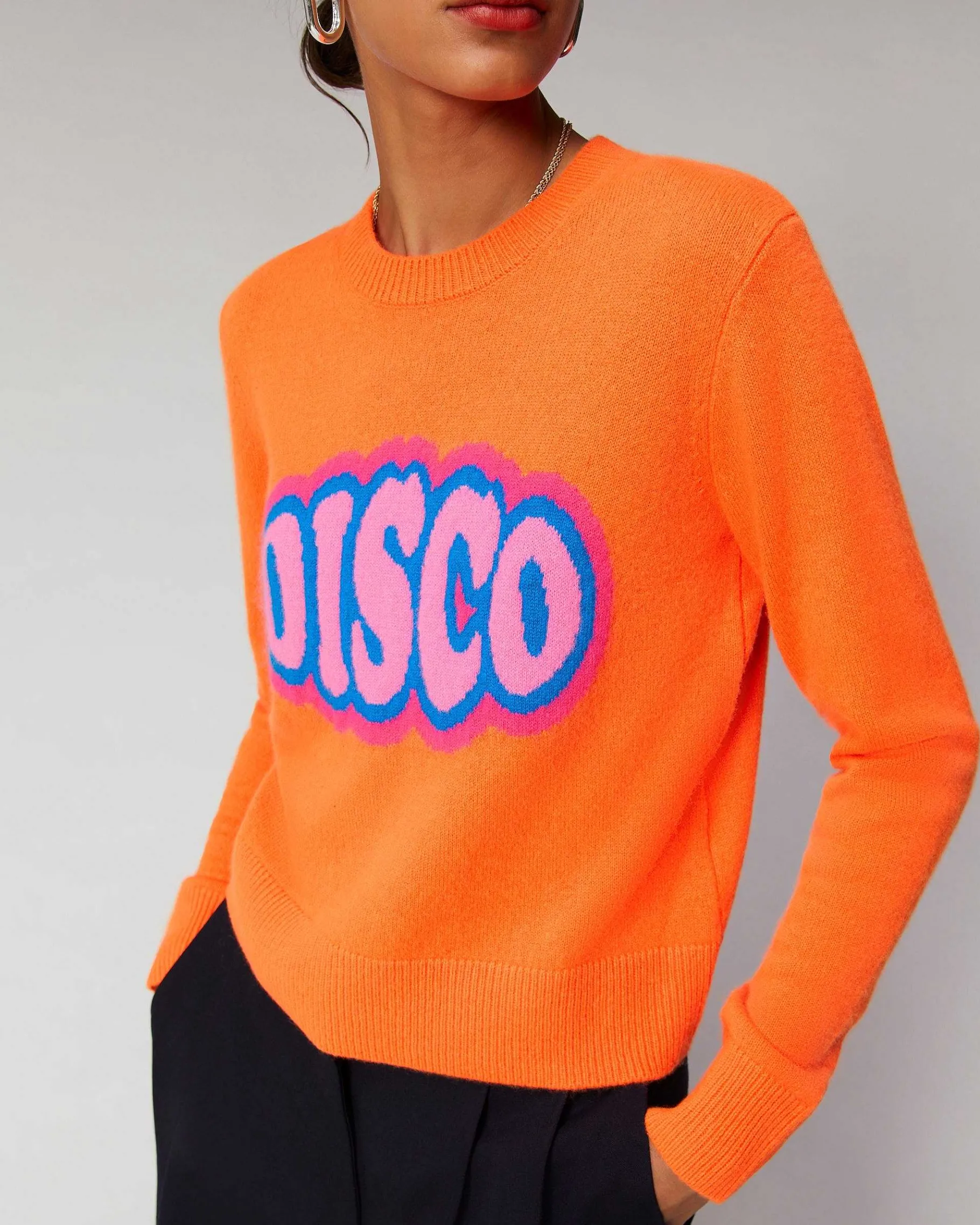 Sale FROM FUTURE Pull Col Rond Disco Leger Disco Orange