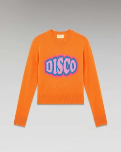 Sale FROM FUTURE Pull Col Rond Disco Leger Disco Orange