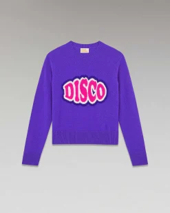 FROM FUTURE Pull Col Rond Disco Leger Violet Fluo