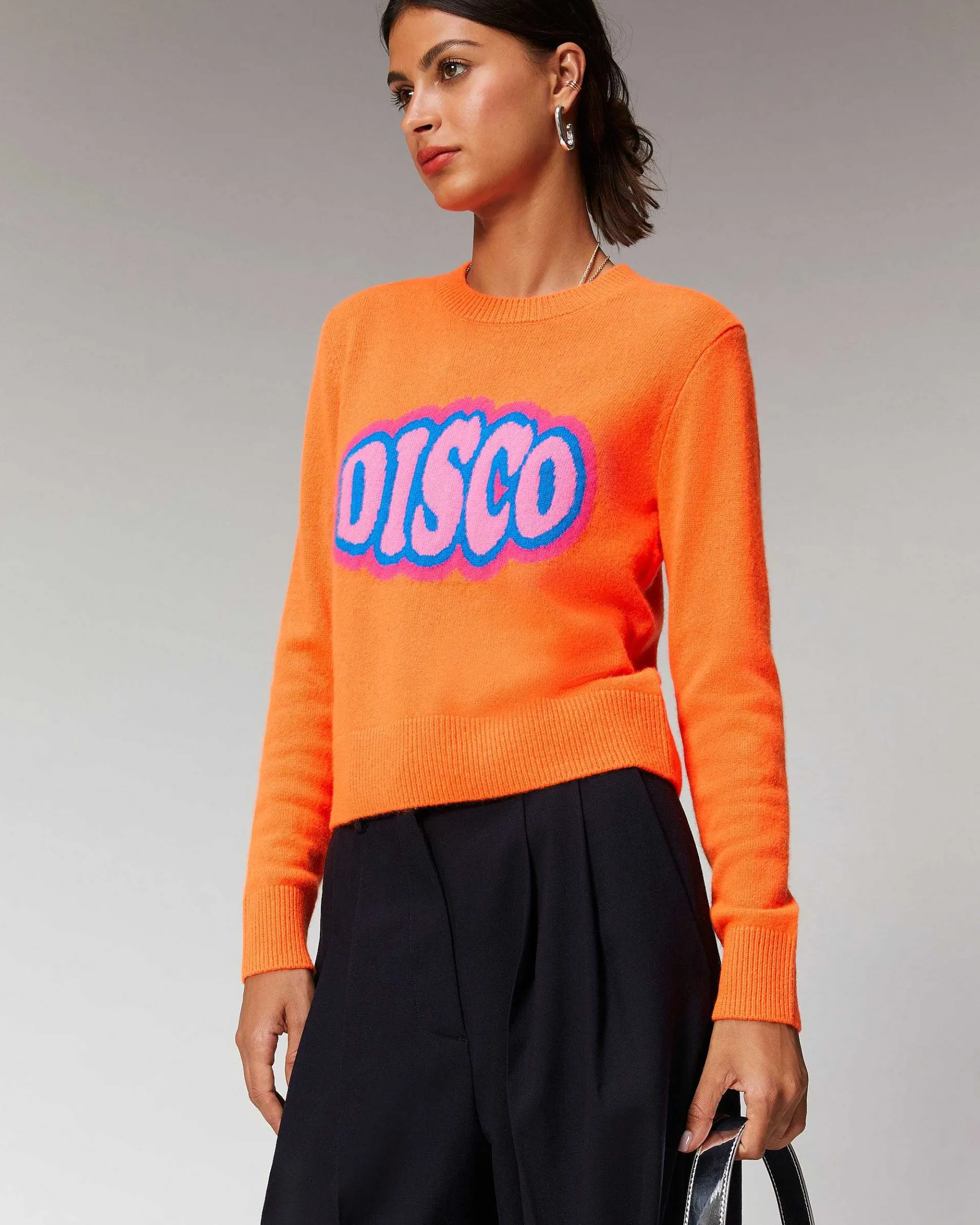 Clearance FROM FUTURE Pull Col Rond Disco Leger Violet Fluo
