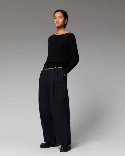 Sale FROM FUTURE Pull Col Rond Dos Nu Leger Noir