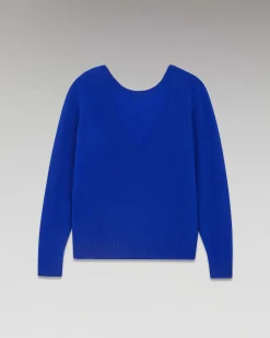 Sale FROM FUTURE Pull Col Rond Dos Nu Leger Pop Blue
