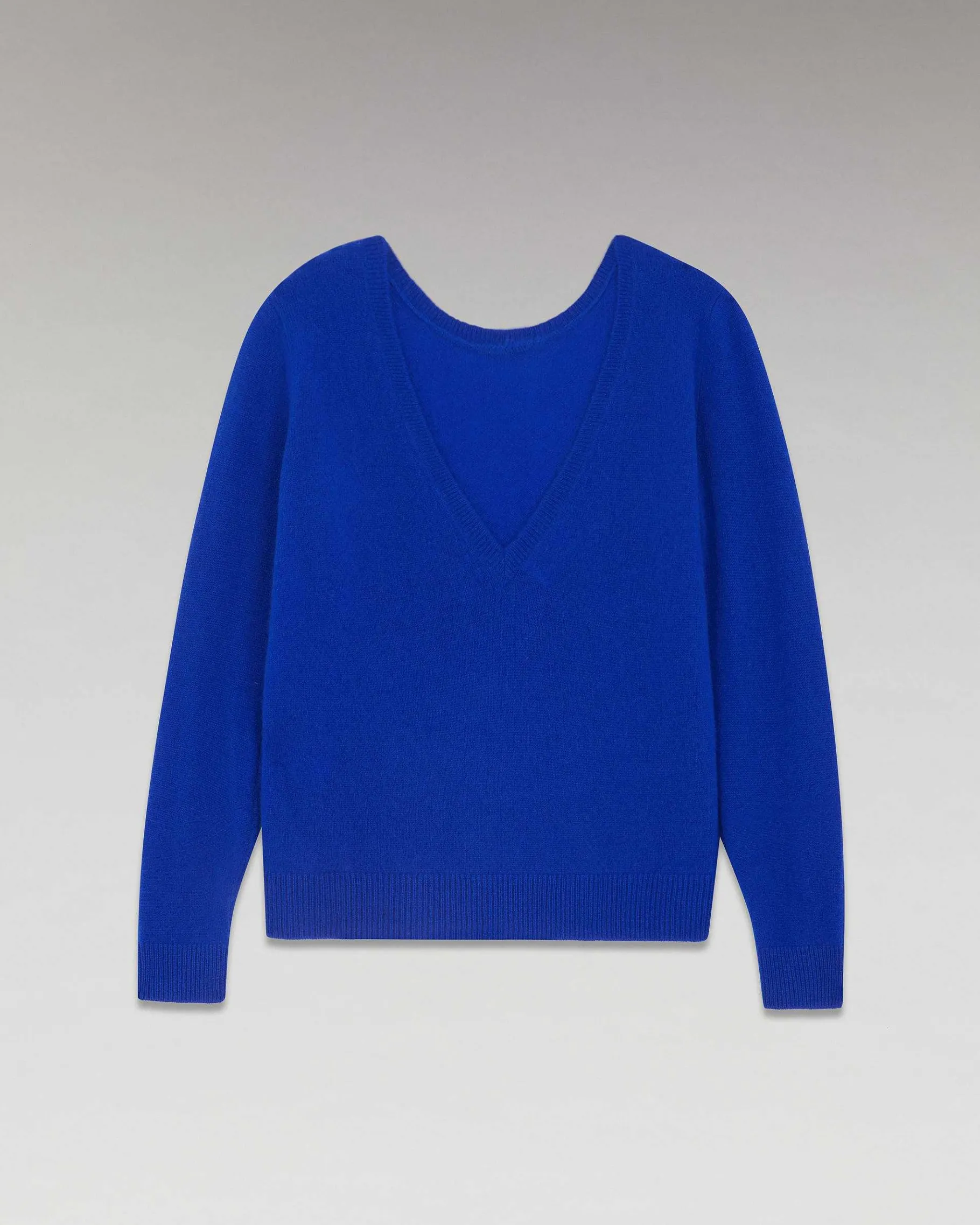 Sale FROM FUTURE Pull Col Rond Dos Nu Leger Pop Blue