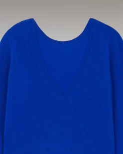 Sale FROM FUTURE Pull Col Rond Dos Nu Leger Pop Blue