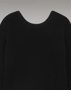 FROM FUTURE Pull Col Rond Dos Nu Leger Noir