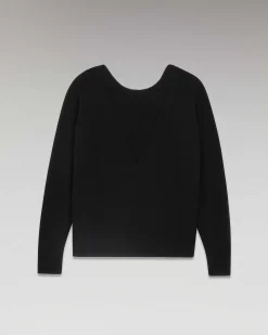 FROM FUTURE Pull Col Rond Dos Nu Leger Noir