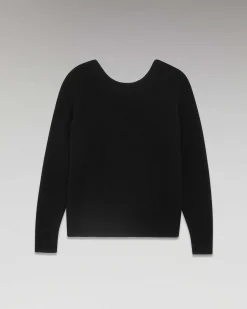 FROM FUTURE Pull Col Rond Dos Nu Leger Noir