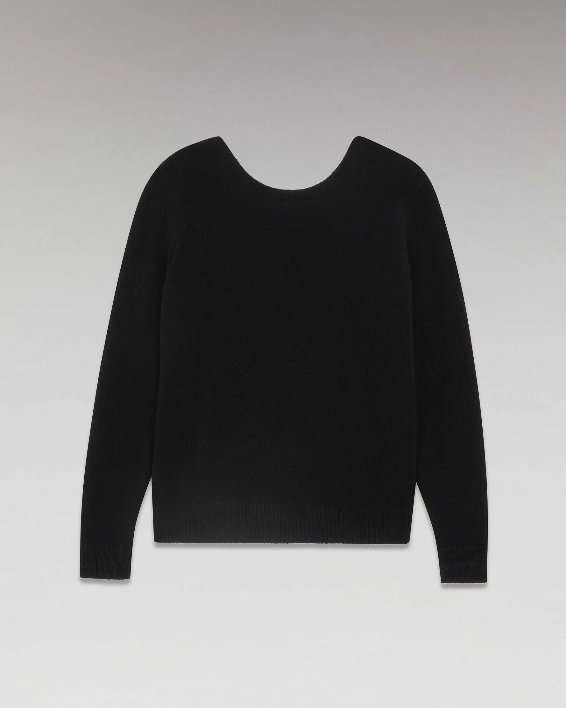 FROM FUTURE Pull Col Rond Dos Nu Leger Noir
