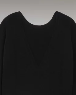FROM FUTURE Pull Col Rond Dos Nu Leger Noir