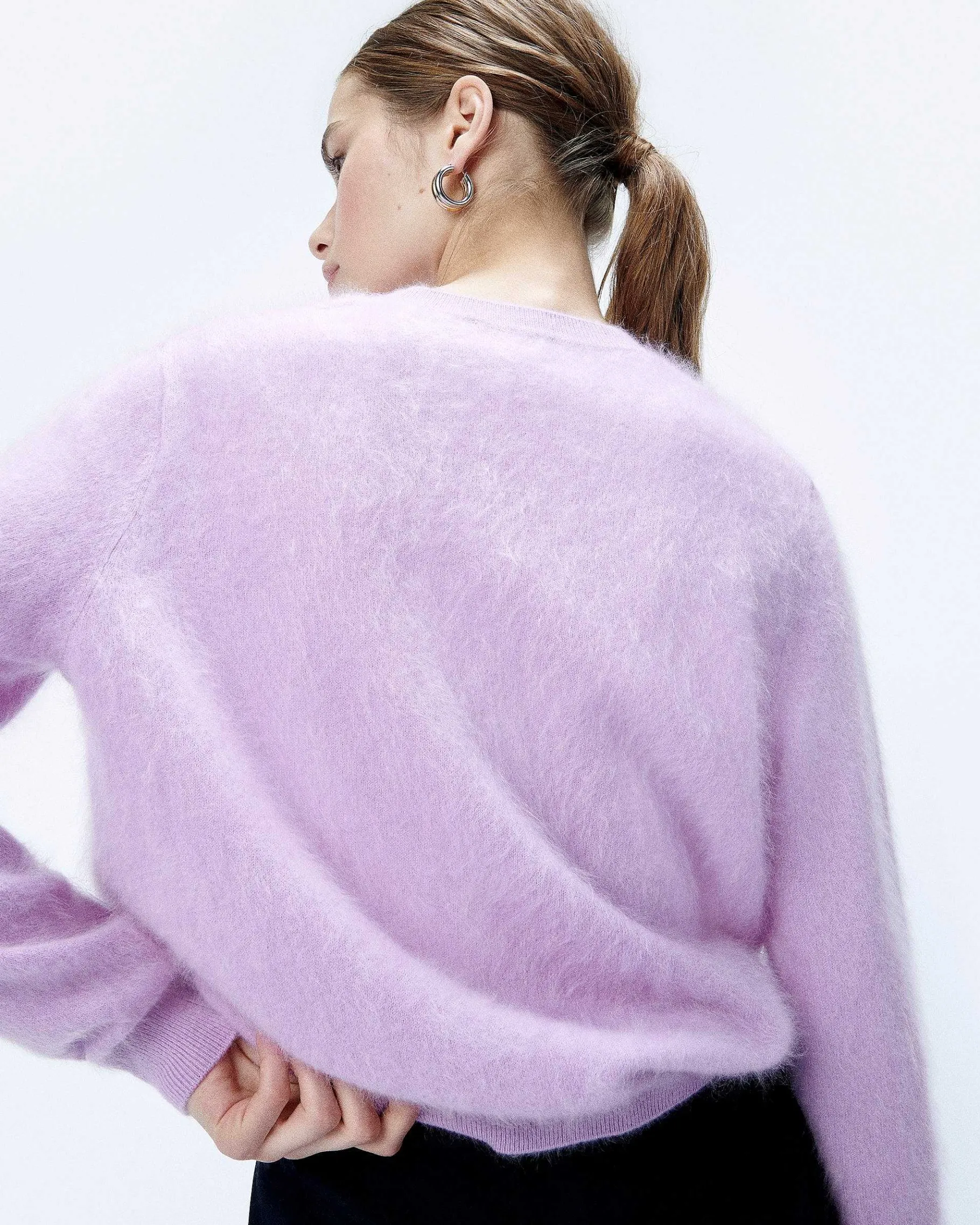Best FROM FUTURE Pull Col Rond En Cachemire Brosse Holiday Lilac