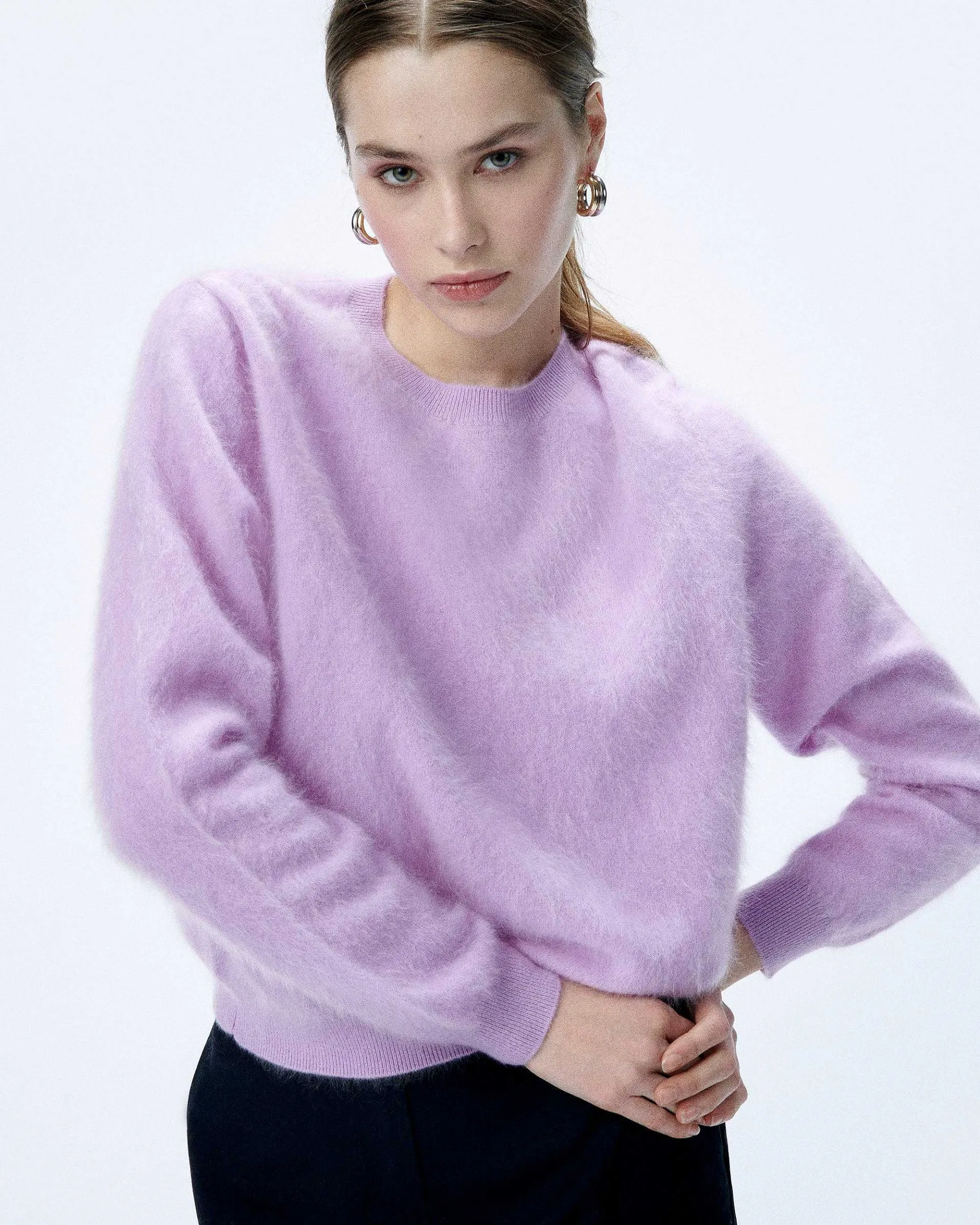Best FROM FUTURE Pull Col Rond En Cachemire Brosse Holiday Lilac