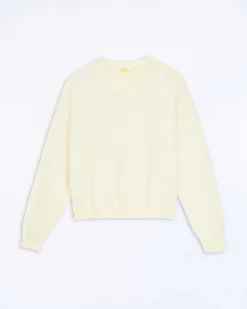 Outlet FROM FUTURE Pull Col Rond En Cachemire Brosse Ecru