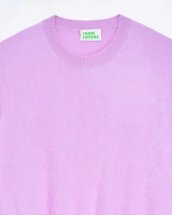 New FROM FUTURE Pull Col Rond En Cachemire Brosse Holiday Lilac