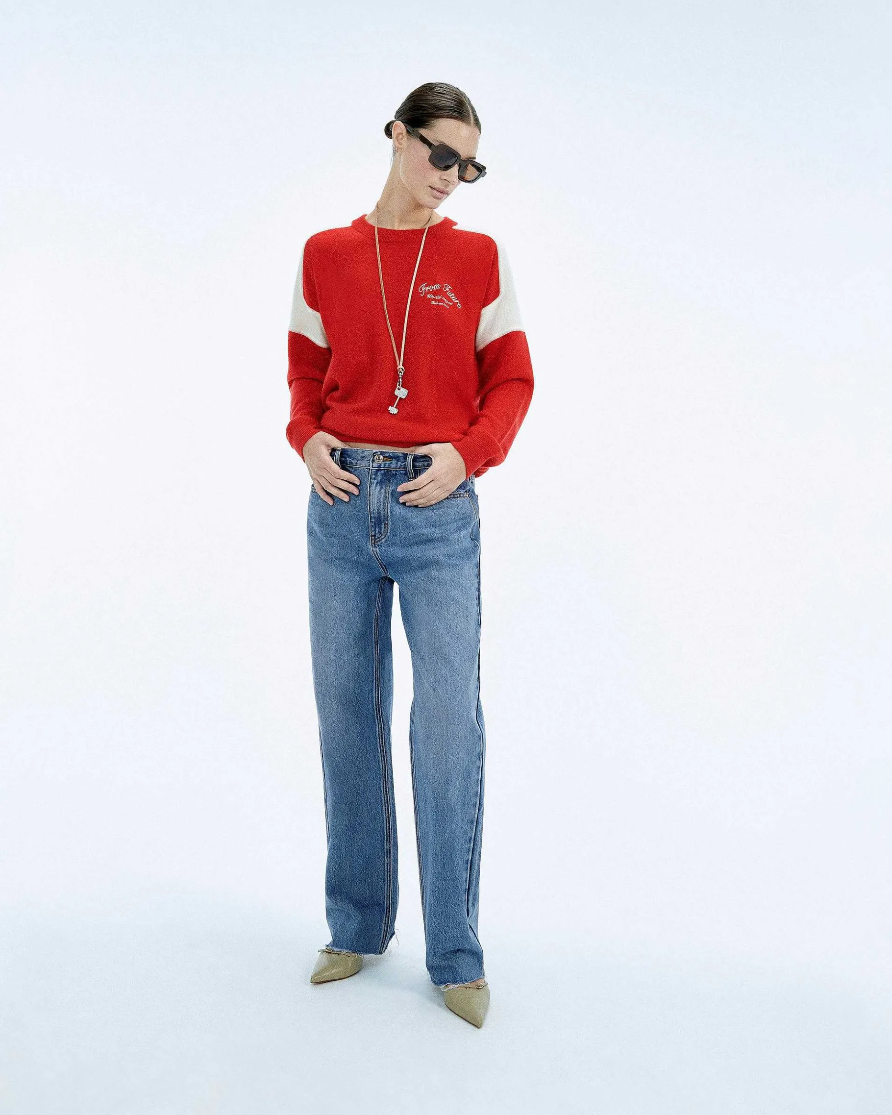 Sale FROM FUTURE Pull Col Rond Club Perfect Red