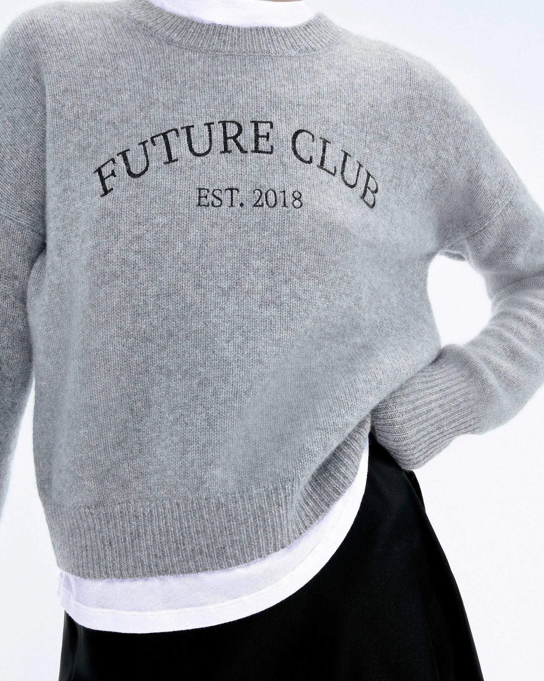 Online FROM FUTURE Pull Col Rond Future Gris Chine Fonce