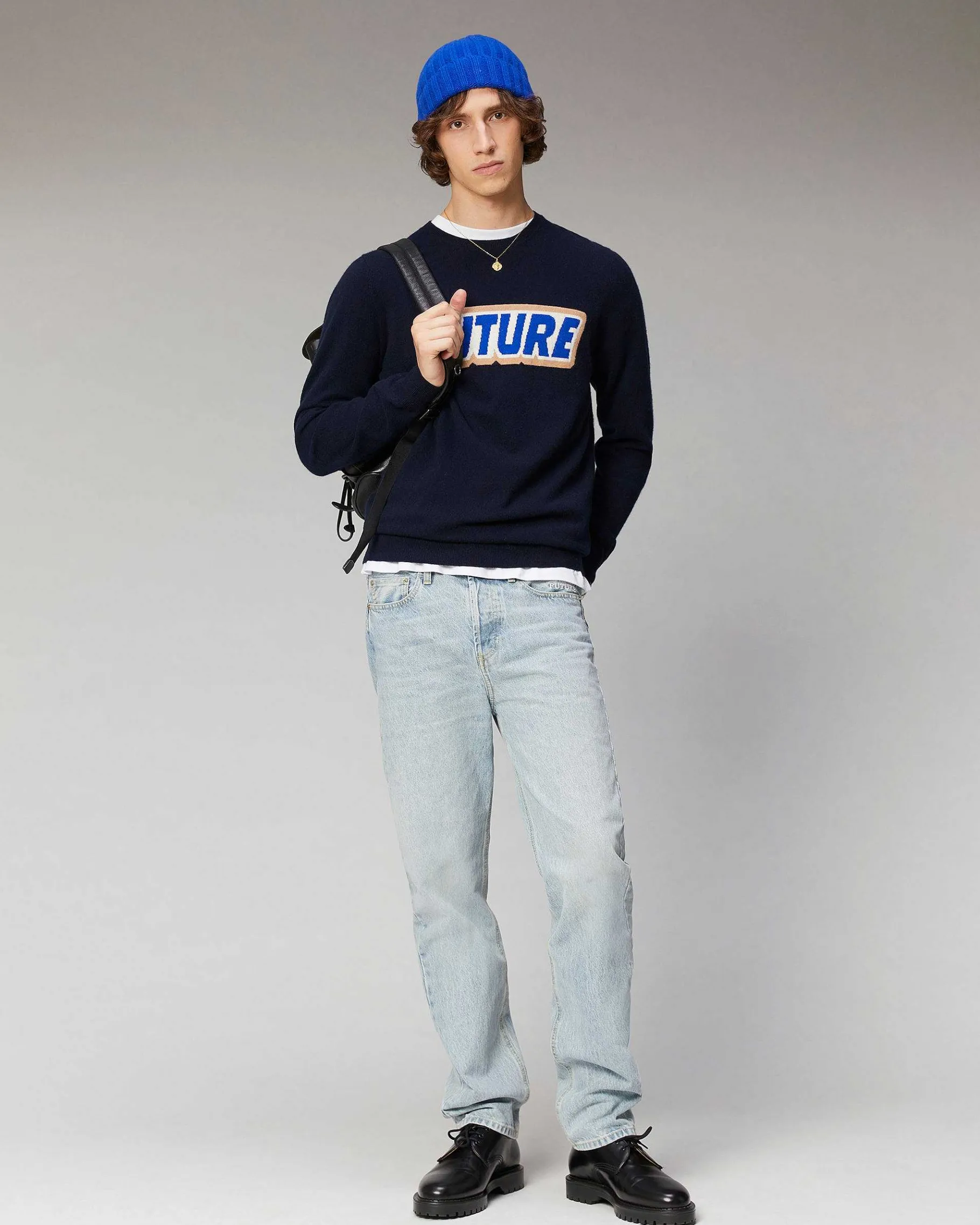 Hot FROM FUTURE Pull Col Rond Future Navy