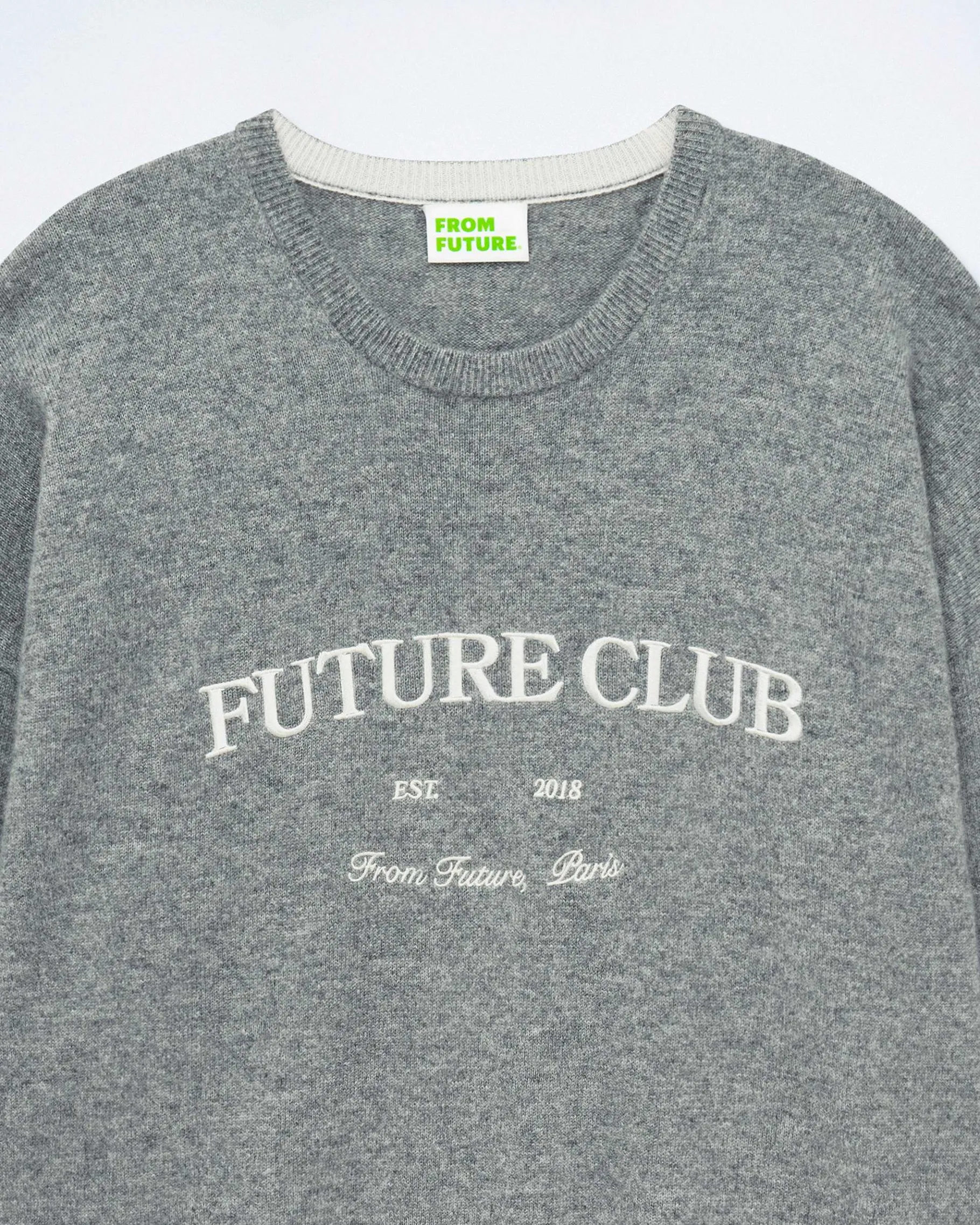 Clearance FROM FUTURE Pull Col Rond Future Club Gris Chine Fonce