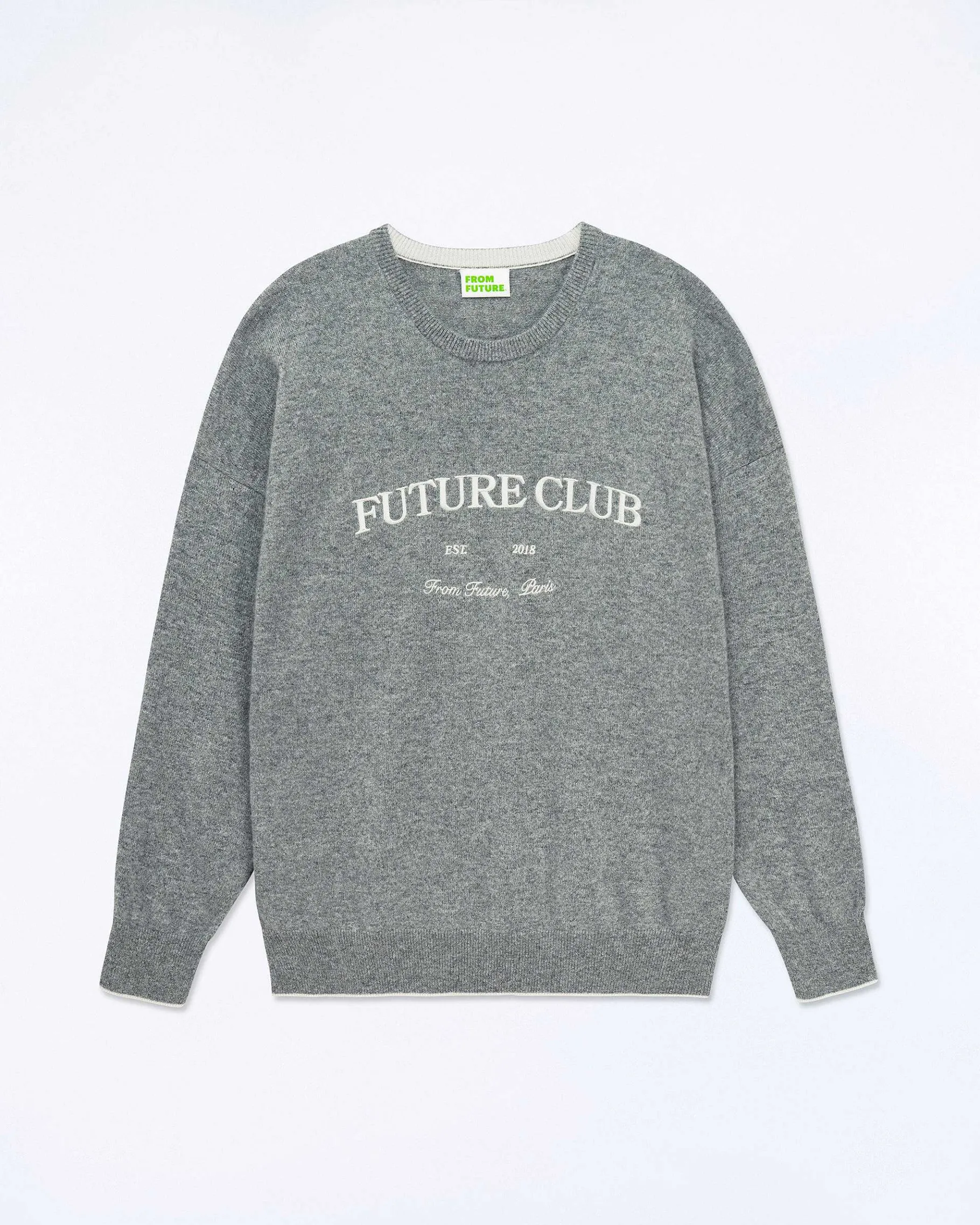 Clearance FROM FUTURE Pull Col Rond Future Club Gris Chine Fonce